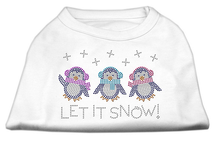 Let It Snow Penguins Rhinestone Shirt White XL